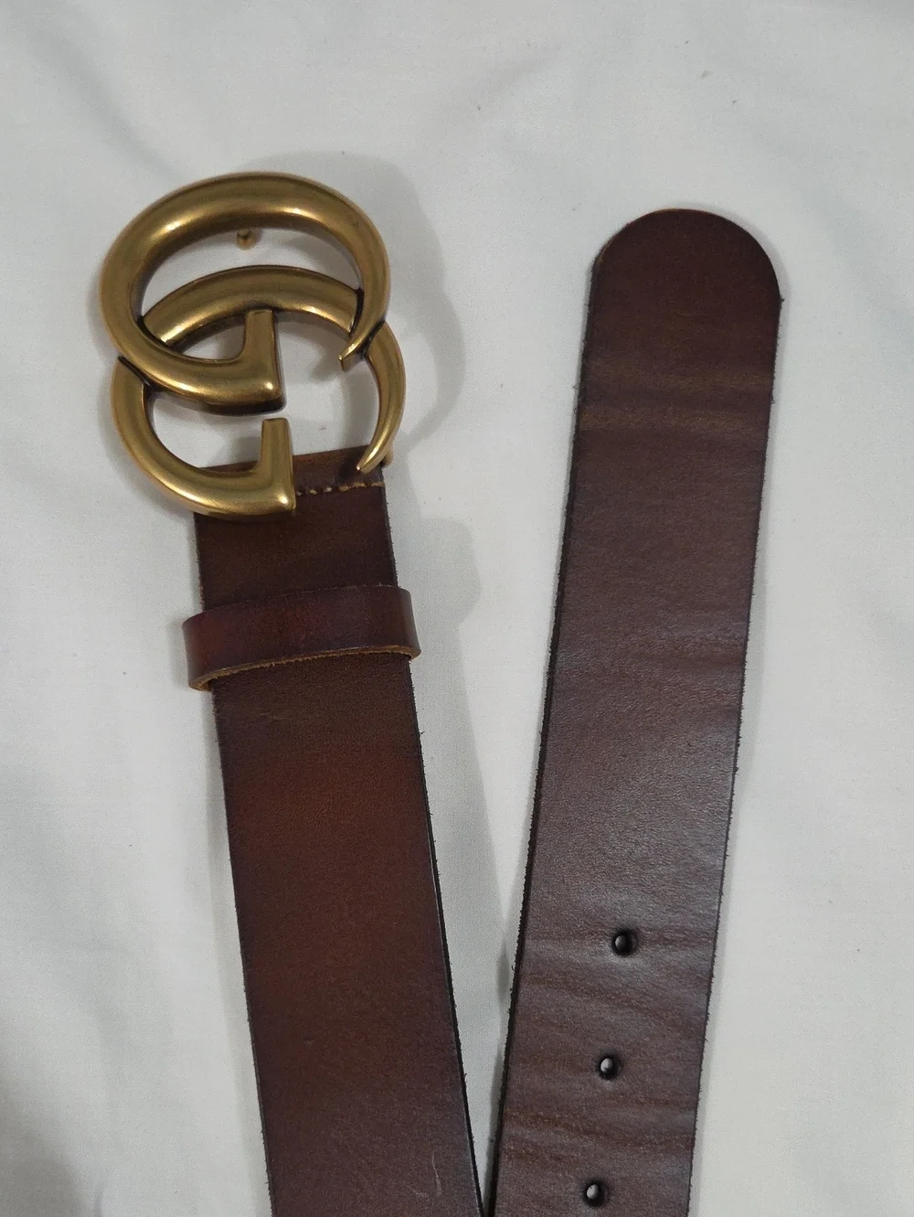 Gucci Brown Leather Belt with Gold Double G Buckle